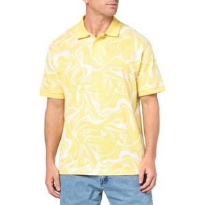 BOSS Men’s Printed Cotton Short Sleeve Polo Shirt(Yellow Paisley)
