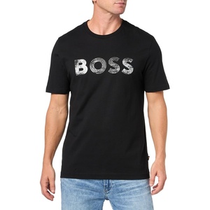 BOSS Men’s Printed Cotton Short Sleeve T-Shirt(Black Pepper)
