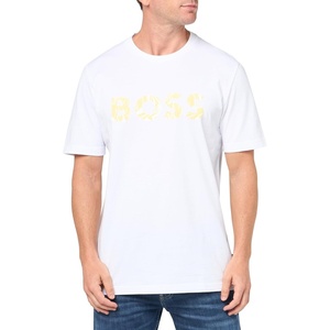 BOSS Men’s Printed Cotton Short Sleeve T-Shirt(White Cream)