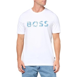 BOSS Men’s Printed Cotton Short Sleeve T-Shirt(White Salt)