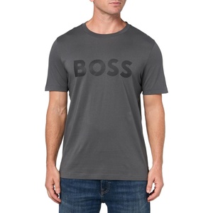 BOSS Men’s Shade Embossed Logo Cotton T-Shirt(Lava Smoke)