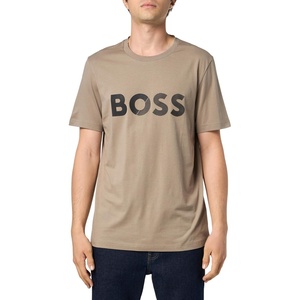 BOSS Men’s Shade Embossed Logo Cotton T-Shirt(Teak Beige)