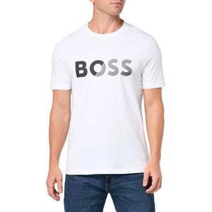 BOSS Men’s Shade Embossed Logo Cotton T-Shirt(White Bone)