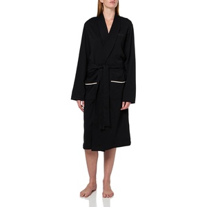 BOSS Men’s Shawl Collar Cotton Robe(Black Gloss)