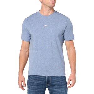 BOSS Men’s Small Chest Logo Regular Fit Cotton T-Shirt(Chambray Blue1)