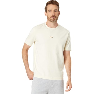 BOSS Men’s Small Chest Logo Regular Fit Cotton T-Shirt(Creamy Oat)
