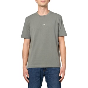 BOSS Men’s Small Chest Logo Regular Fit Cotton T-Shirt(Fossil Grey)
