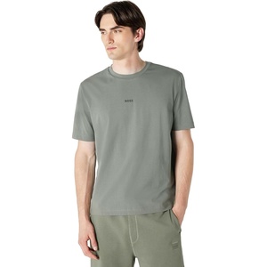 BOSS Men’s Small Chest Logo Regular Fit Cotton T-Shirt(Gravel Stone)