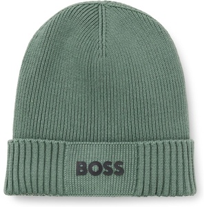 BOSS Mens Small Logo Cotton Blend Knit Hat(Open Green)