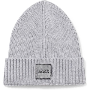BOSS Men’s Square Logo Knit Hat(Moonrock Grey)