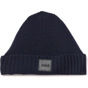 BOSS Men’s Square Logo Knit Hat(Navy Zone)