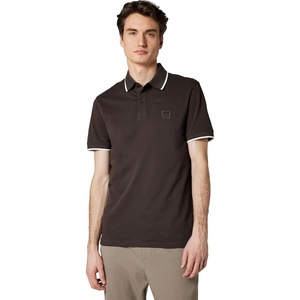 BOSS Mens Square Patch Logo Slim Fit Cotton Polo Shirt(Brown Rust)