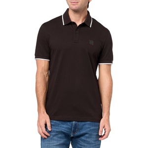 BOSS Mens Square Patch Logo Slim Fit Cotton Polo Shirt(Ganache Brown)