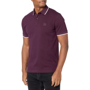BOSS Mens Square Patch Logo Slim Fit Cotton Polo Shirt(Potent Purple)