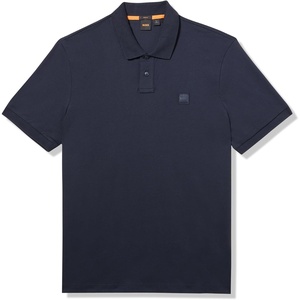 BOSS Men’s Square Patch Logo Slim Fit Pique Polo Shirt(Blueberry Blue)