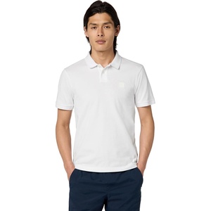 BOSS Men’s Square Patch Logo Slim Fit Pique Polo Shirt(Cloud White)