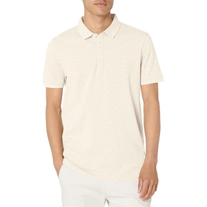 BOSS Men’s Square Patch Logo Slim Fit Pique Polo Shirt(Creamy Oat)