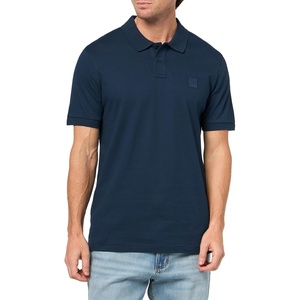 BOSS Men’s Square Patch Logo Slim Fit Pique Polo Shirt(Dress Blue)