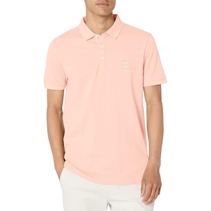 BOSS Men’s Square Patch Logo Slim Fit Pique Polo Shirt(Gossamer Pink)