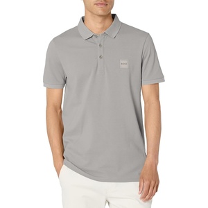 BOSS Men’s Square Patch Logo Slim Fit Pique Polo Shirt(Griffin Grey)