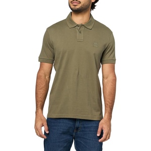 BOSS Men’s Square Patch Logo Slim Fit Pique Polo Shirt(Kalamata Green)