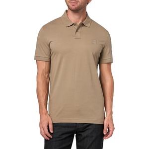 BOSS Men’s Square Patch Logo Slim Fit Pique Polo Shirt(Olive Night)