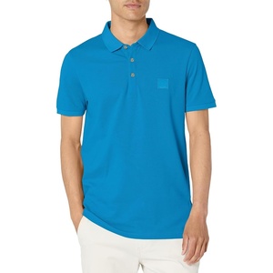 BOSS Men’s Square Patch Logo Slim Fit Pique Polo Shirt(Pitstop Blue)