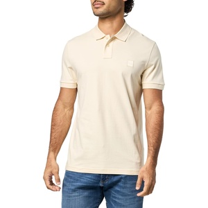 BOSS Men’s Square Patch Logo Slim Fit Pique Polo Shirt(Seed Pearl)