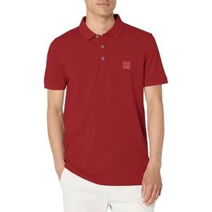 BOSS Men’s Square Patch Logo Slim Fit Pique Polo Shirt(Sundried Tomato)