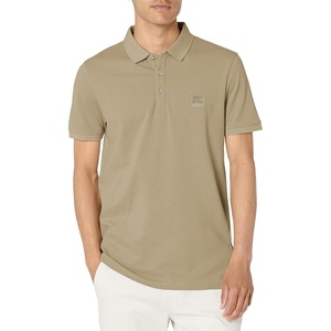 BOSS Men’s Square Patch Logo Slim Fit Pique Polo Shirt(Trout Green)