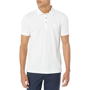 BOSS Men’s Square Patch Logo Slim Fit Pique Polo Shirt(White Snow)