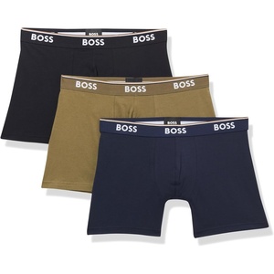 BOSS Men’s Stretch Cotton Boxer Briefs 3 Pack(Avocado Green  Black Berry Blue  Black Currant)