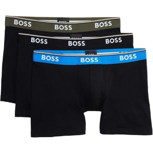 BOSS Men’s Stretch Cotton Boxer Briefs 3 Pack(Black Oil/Black Metal/Black Grease)