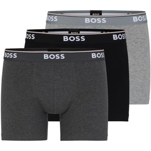 BOSS Men’s Stretch Cotton Boxer Briefs 3 Pack(Gray/Charcoal/Black)