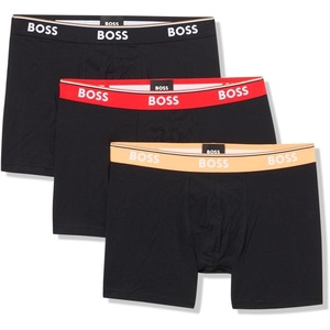 BOSS Men’s Stretch Cotton Boxer Briefs 3 Pack(Peach Pitt Band/Pink Punch Band/Black Band)