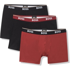 BOSS Men’s Stretch Cotton Boxer Briefs 3 Pack(Russet Brown Band/Black/Russet Brown)