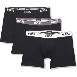 BOSS Men’s Stretch Cotton Boxer Briefs 3 Pack(White Band/Slate Grey Band/Black Band)