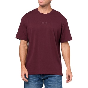 BOSS Men’s Tonal Center Logo Cotton T-Shirt(Black Cherry)