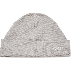 BOSS Men’s Tonal Logo Waffle Structure Beanie(Grey Cement)