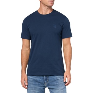 BOSS Men’s Tonal Woven Patch Logo Jersey T-Shirt(Blueberry Blue)