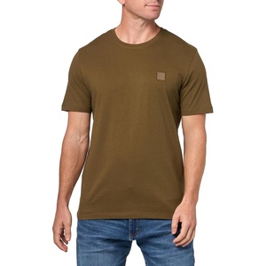 BOSS Men’s Tonal Woven Patch Logo Jersey T-Shirt(Burnt Olive)