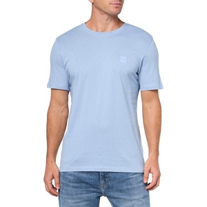 BOSS Men’s Tonal Woven Patch Logo Jersey T-Shirt(Explorer Blue)
