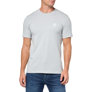 BOSS Men’s Tonal Woven Patch Logo Jersey T-Shirt(High Rise Grey)