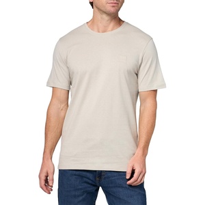 BOSS Men’s Tonal Woven Patch Logo Jersey T-Shirt(Light Dove Grey)