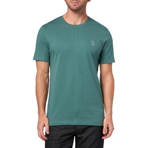 BOSS Men’s Tonal Woven Patch Logo Jersey T-Shirt(Silver Pine)