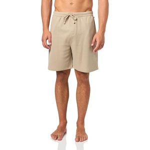 BOSS Men’s Waffle Contrast Logo Lounge Shorts(Aluminum Taupe)