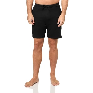 BOSS Men’s Waffle Contrast Logo Lounge Shorts(Black Carbon)