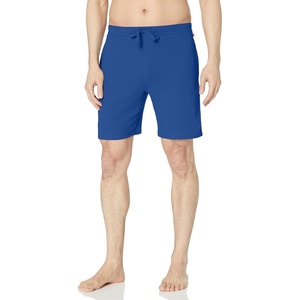 BOSS Men’s Waffle Contrast Logo Lounge Shorts(Sodalite Blue)