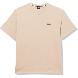 BOSS Men’s Waffle Contrast Logo Short-Sleeve T-Shirt(Aluminum Taupe)