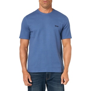 BOSS Men’s Waffle Contrast Logo Short-Sleeve T-Shirt(Bijou Blue)
